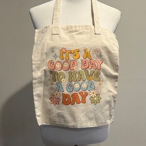 Cream Canvas Tote Bag with Colorful Print